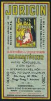 cca 1920 Joricin hashajtószer számolócédula