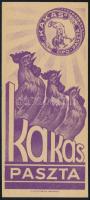 cca 1920 Kakas paszta számolócédula