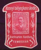 1913 Abonyi bélyegkereskedő Temesvár  emlékbélyeg
