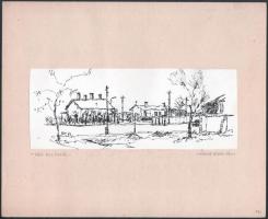 Nolipa István Pál (1907-1986): HÉV-állomás, 1972. Tus, papír. Jelezve balra lent. Paszpartuban. 9x24 cm