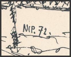 Nolipa István Pál (1907-1986): HÉV-állomás, 1972. Tus, papír. Jelezve balra lent. Paszpartuban. 9x24...