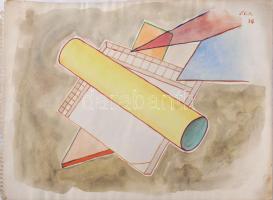 Nolipa István Pál (1907-1986): Geometrikus formák, 1938. Akvarell, papír. Jelzett. 24,5x34 cm