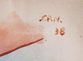 Nolipa István Pál (1907-1986): Geometrikus formák, 1938. Akvarell, papír. Jelzett. 24,5x34 cm