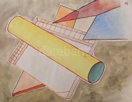Nolipa István Pál (1907-1986): Geometrikus formák, 1938. Akvarell, papír. Jelzett. 24,5x34 cm