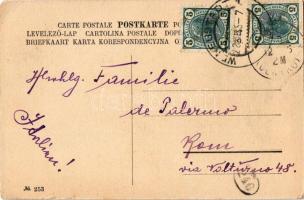 1905 Prosit Neujahr / New Year greeting art postcard with lady and monkey drinking champagne, mushro...