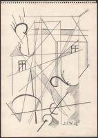 Nolipa István Pál (1907-1986): Geometria (avantgárd rajz), 1938. Ceruza, papír. Jelzett. 34x24,5 cm