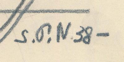 Nolipa István Pál (1907-1986): Geometria (avantgárd rajz), 1938. Ceruza, papír. Jelzett. 24,5x34 cm