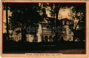 1916 Pöstyén, Piestany; Grand Hotel Royal nagyszálló, szálloda, képeslapfüzetből. Lampel Gyula kiadása / spa, hotel, from a postcard booklet + "K.u.k. Militärzensur" (EB)