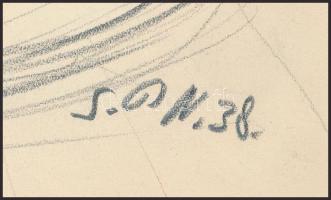 Nolipa István Pál (1907-1986): Csendélet (tanulmányrajz), 1938. Ceruza, papír. Jelzett. 24,5x34 cm