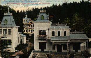 1914 Borszékfürdő, Baile Borsec; Vaitsuk nyaraló és Soós féle cukrászda. Pollatsek Gyula kiadása / villas and confectionery (fa)