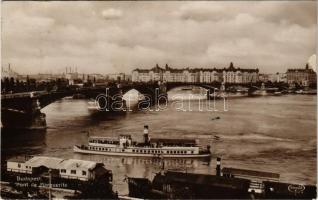 1930 Budapest, Margit híd, villamos, gőzhajó. Divald (felületi sérülés / surface damage)