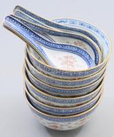 6 darab kanai leveses csésze, kanállal, jelzett, hibátlan, d: 11 cm