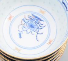 6 darab kanai leveses csésze, kanállal, jelzett, hibátlan, d: 11 cm