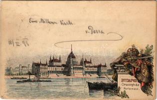 1898 (Vorläufer) Budapest V. Ezredéves Országos Kiállítás, Országház, Parlament. barna 2 Kr. Ga. s: Dörre T., Morelli (fl)