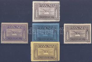 1923 Pannonia Bélyegegyesület 10. évfordulója 5 db emlékbélyeg