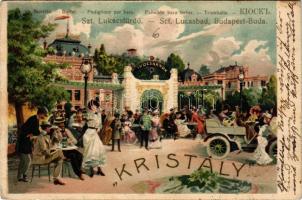 Budapest II. Szt. Lukács fürdő, Kristály forrás víz reklám. litho (EB)