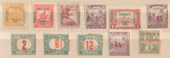 Szeged 1919 11 db bélyeg, Bodor vizsgálójellel