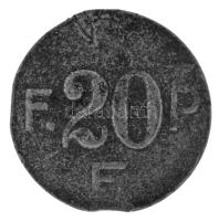 Budapest ~1900-1918. "Fővárosi Pavilon" 20f névértékű Fe bárca (23mm) T:VF