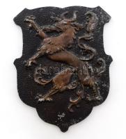 Festett alumínium címer, kopással, 25x20 cm