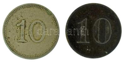 DN(~1930-1940) "A Magyar Királyi Államvasutak alkalmazottai fogyasztási szövetkezete" 10 értékű bárcája (2xklf: Cu-Ni + bronz) T:XF,VF, patina