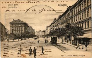 1903 Budapest VIII. József körút, villamos, Baross kávéház, sörcsarnok. Divald Károly 641. sz.