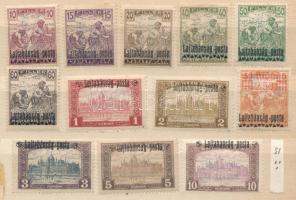 Nyugat-Magyarország III. 1921 11 db bélyeg + 1 db 3-as lyukasztással, Bodor vizsgálójellel