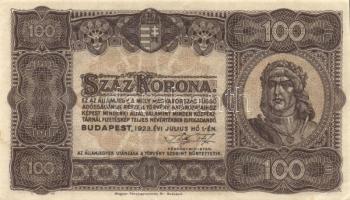 1923. 100K nyomdahely jelöléssel T:I- saroktörés
