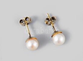 Arany (Au) 14K gyöngyös fülbevalópár, jelzett, d: 0,5 cm, bruttó: 1 g