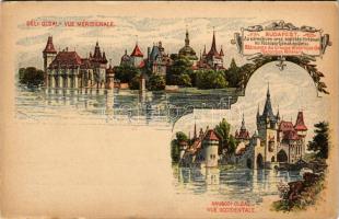 Budapest XIV. Történelmi főcsoport épületei, déli oldal és nyugati oldal, Vajdahunyad vára. Ezredéves Országos Kiállítás. Art Nouveau s: Morelli, Dörre T. + 2 Kr. brown Ga. (EK)