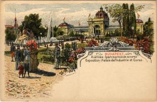 Budapest XIV. Iparcsarnok és korzó, Ezredéves Országos Kiállítás. Kunstanstalt Kosmos. Art Nouveau, litho barna 2 Kr. Ga. s: Morelli, Dörre T. (EK)