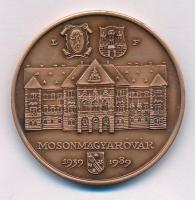 Lebó Ferenc (1960-) 1989. "Mosonmagyaróvár - 1939 - 1989 / Magyaróvár - Moson - Lucsony" bronz emlékérem (42,5mm) T:UNC
