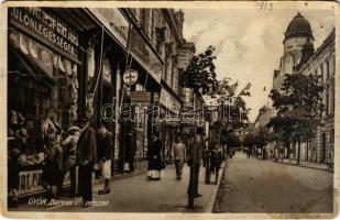 Győr, Baross út, Pannonia nyomda, Zsöle sport. Magyar Kézimunka, zongora és rádió üzlet (Rb)