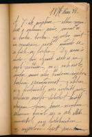 cca 1897-1898 Régi napló, azonosítatlan személy tollából, sűrűn teleírva. Korabeli papírkötésben, kopott borítóval, sérült gerinccel.