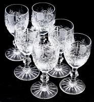 6 darabos kristály boros pohár szett, jelzés nélkül, hibátlan, m: 15 cm
