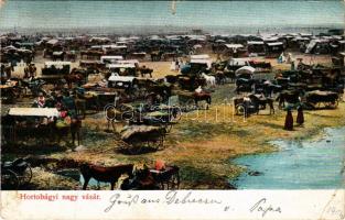 1904 Hortobágy, nagy vásár, piac (szakadások / tears)
