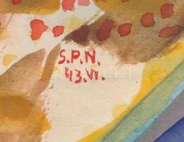 Nolipa István Pál (1907-1986): Csendélet, 1943. Akvarell, papír. Jelzett. 22x16,5 cm