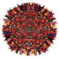 cca 1950 Matyó hímzéses asztalterítő, jó állapotban, d: cca 100 cm