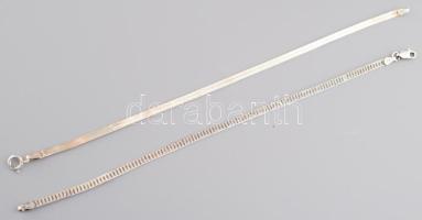Ezüst (Ag) 2 db lapos kígyó karkötő, jelzett, h: 19,5 cm, nettó: 5,6 g