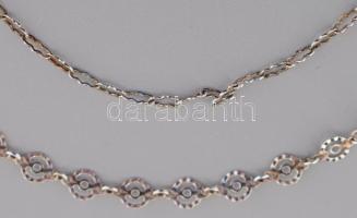 Ezüst (Ag) fantáziamintás áttört nyaklánc és karkötő, jelzett, h: 15 és 42 cm, nettó: 2,7 g