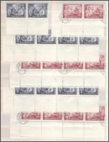 1952 Rákosi 60f és 2Ft 10-10 db bélyeg alsó üres mezővel, összefüggésekben (24.000)