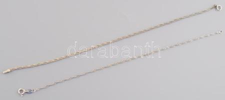 Ezüst (Ag) 2 db csavart-fonott karkötő, jelzett, h: 18 és 20 cm, nettó: 2,4 g