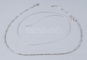 Ezüst (Ag) golyómintás és kígyó nyaklánc, jelzett, h: 40 és 40,5 cm, nettó: 4,4 g