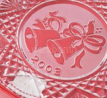 Waterford 2003-as karácsonyi kristály dísztál, jelzett, hibátlan, d: 20 cm, díszdobozban