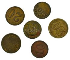 Németország DN 10pf Cu "Werth-Marke" (2xklf) + 20pf Cu "Werth-Marke" (3xklf,4db) T:XF,VF, patina Germany ND 10 Pfennigs Cu "Werth-Marke" (2xdiff) + 20 Pfennigs Cu "Werth-Marke" (3xdiff,4pcs) C:XF,VF, patina