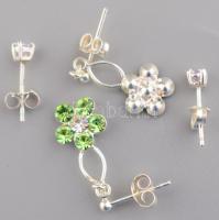 Ezüst (Ag) 2 db köves fülbevalópár, jelzett, bruttó: 1,5 g