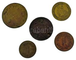 DN 5xklf egész alakos tematikájú Cu "SPIEL MARK" zseton T:XF,VF, patina ND 5xdiff whole-shape themed Cu "SPIEL MARK" token C:XF,VF, patina