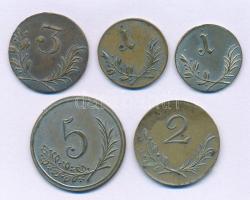 Német Birodalom DN(~1900) "1" (2x) + "2" + "3" + "5" értékű ...