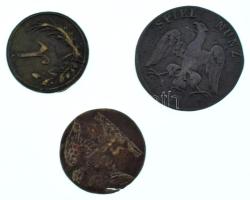 Német Birodalom 1900 k. "1" + "2" + "3" értékű "SPIEL MÜNZE" bronz játékpénzek T:VF, repedés German Empire cca 1900 "1" + "2" + "3" of value "SPIEL MÜNZE" bronze gaming tokens C:VF, crack