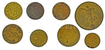 Német Birodalom DN(~1900) 3xklf "SPIEL MÜNZE" bronz játékpénzek + "SPIEL MARKE" bronz játékpénz + "Fortuna / SPIEL MARKE" bronz zseton + "Signor Pagato / SPIEL MÜNZE" bronz zseton + "Signor Pagato / SPIEL PFENNIG" bronz zseton (2x) T:VF,F, patina German Empire ND(~1900) 3xdiff "SPIEL MÜNZE" bronze gaming tokens + "SPIEL MARKE" bronze gaming token + "Fortuna / SPIEL MARKE" bronze token + "Signor Pagato / SPIEL MÜNZE" bronze token + "Signor Pagato / SPIEL PFENNIG" bronze token (2x) C:VF,F, patina