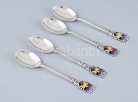 Ezüst (Ag) 4 db "Exeter" angol kávéskanál, jelzett, h: 9,6 cm, bruttó: 32,4 g